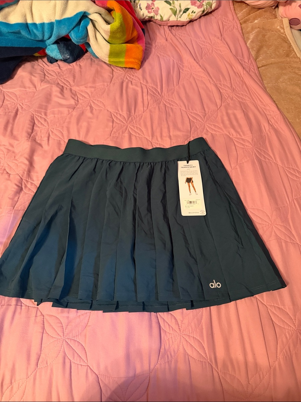 ALO Yoga Teal Pleated Skater Skirt